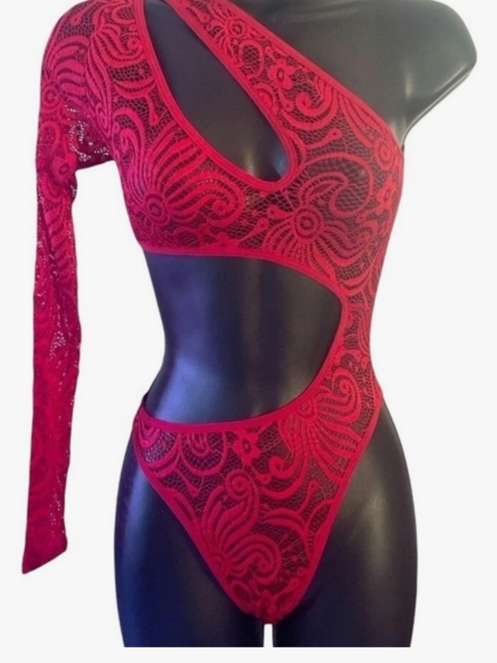 Frederick's of Hollywood Kerry One-Shoulder Lace Cutout Bodysuit XL
NWT